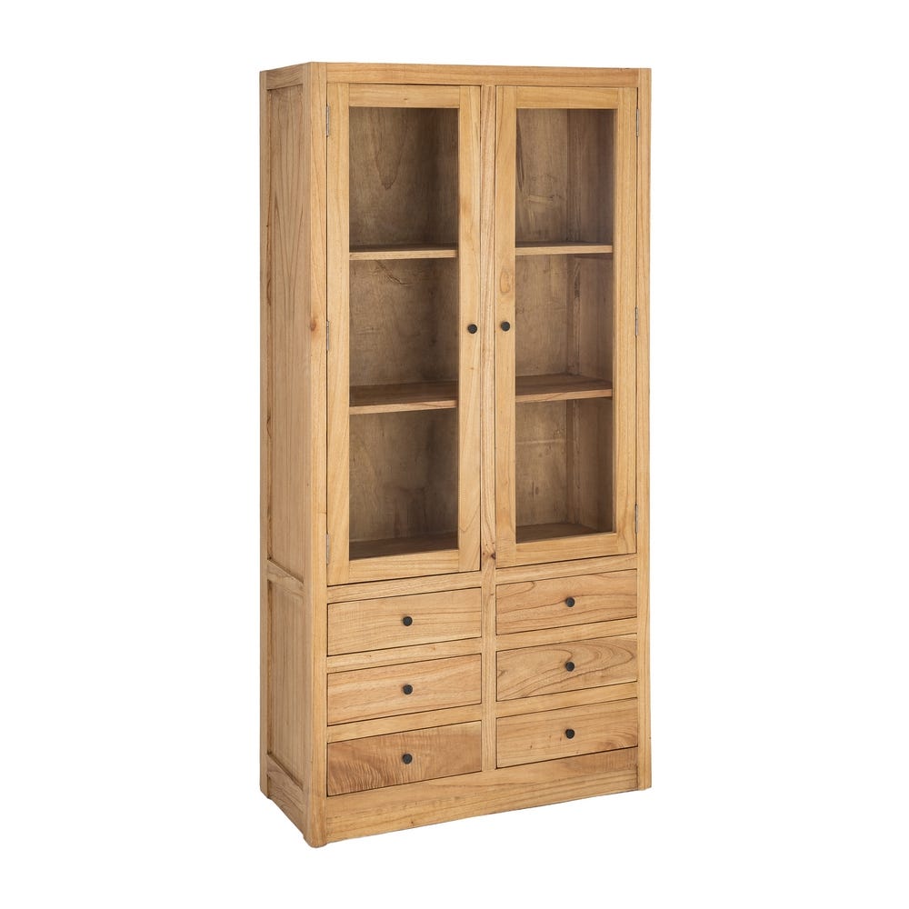 Vitrina Natural Madera Mindi Salón 90 x 40 x 180 cm - Imagen 2