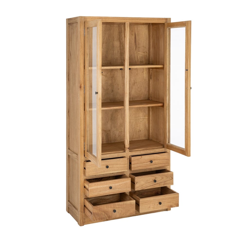 Vitrina Natural Madera Mindi Salón 90 x 40 x 180 cm - Imagen 3