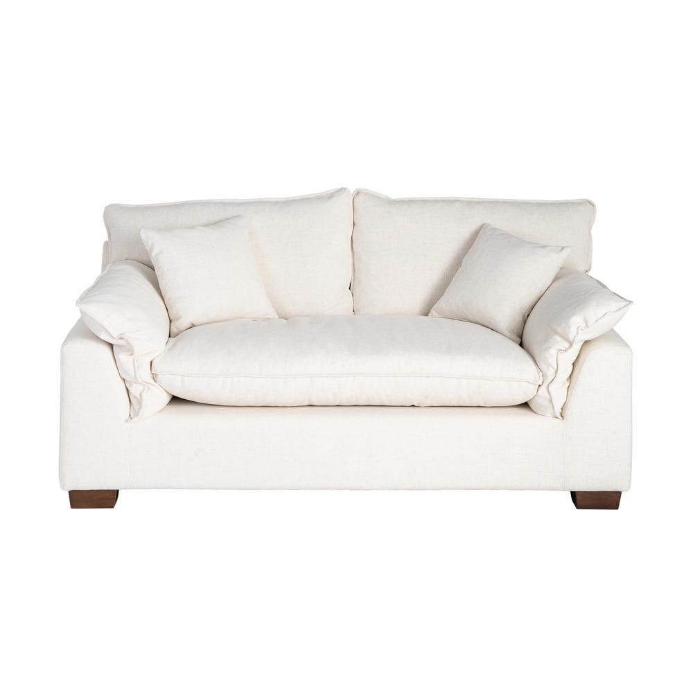 Sofá 2 plazas crema de tela para salón moderno – 178 x 101 x 71 cm - Imagen 2