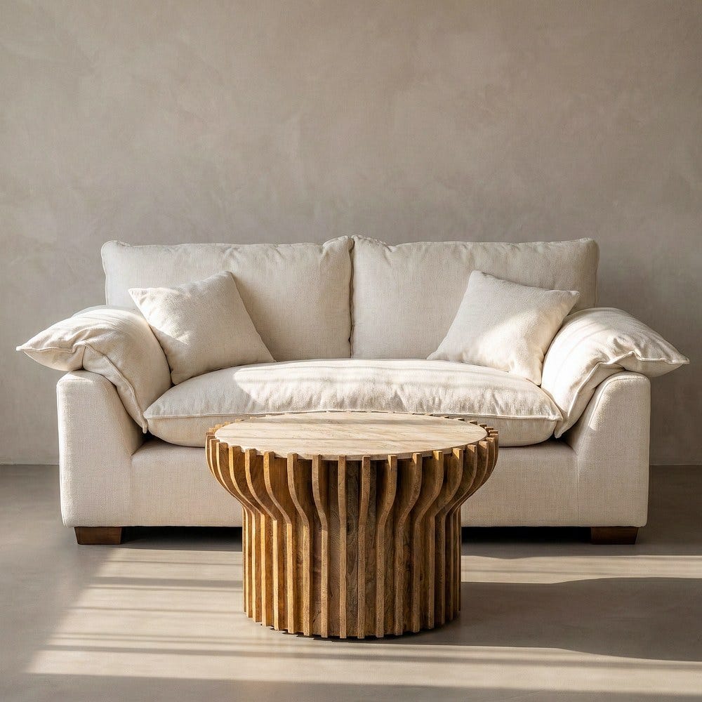 Sofá 2 plazas crema de tela para salón moderno – 178 x 101 x 71 cm - Imagen 11
