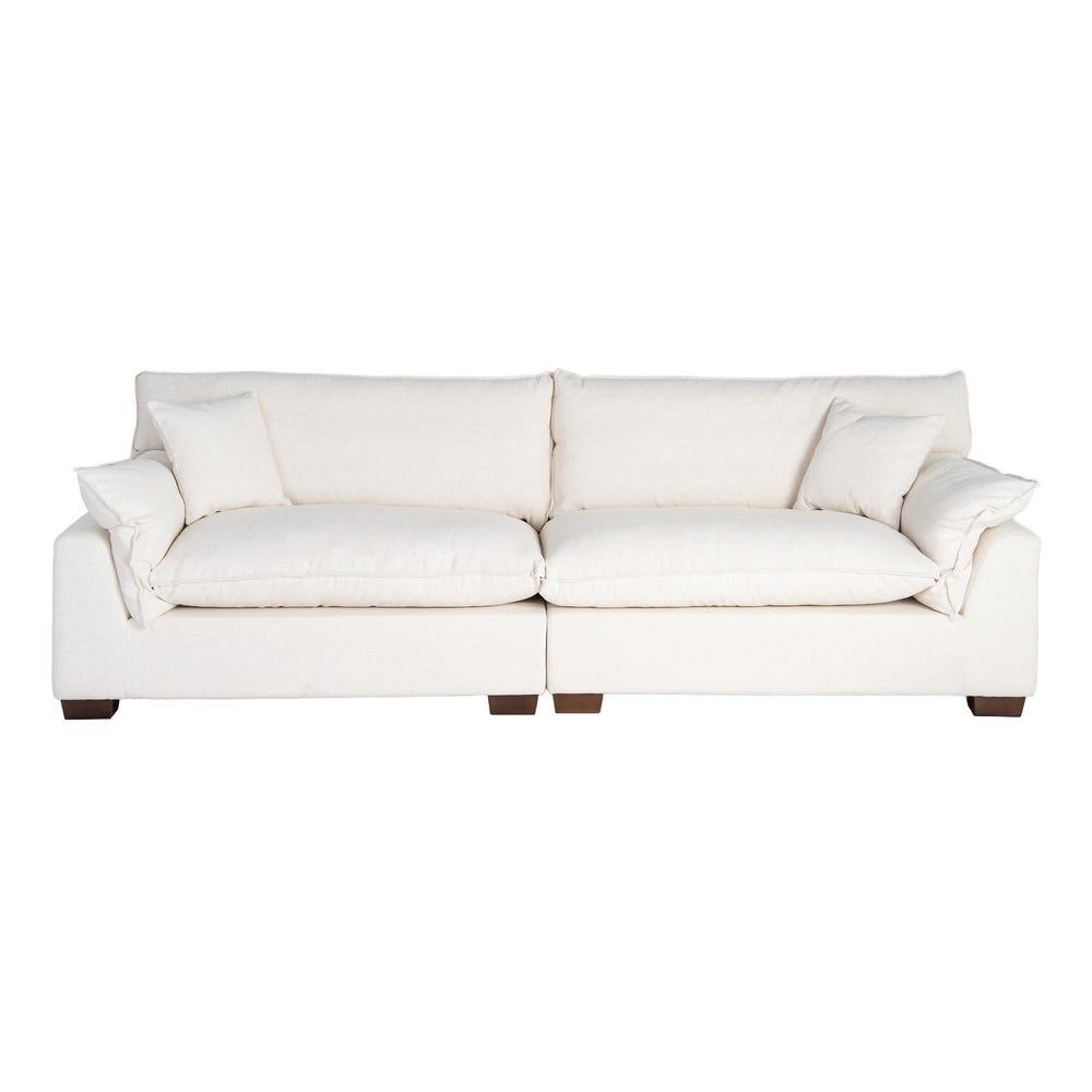 Sofá 4 plazas crema de tela para salón amplio – 282 x 101 x 71 cm - Imagen 2