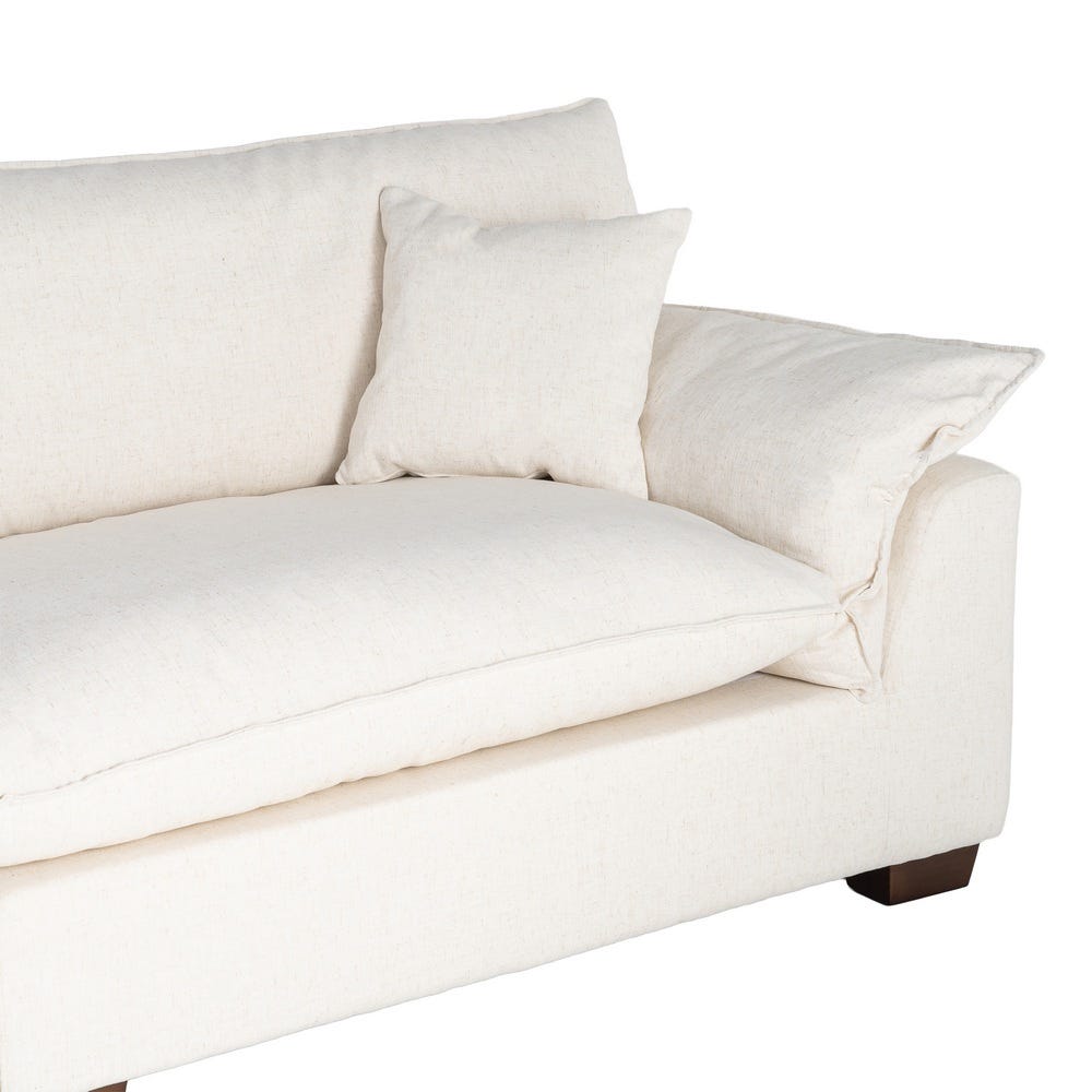 Sofá 4 plazas crema de tela para salón amplio – 282 x 101 x 71 cm - Imagen 4