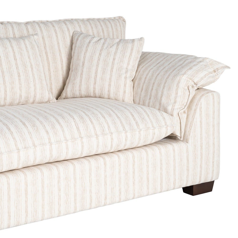 Sofá 2 plazas estampado a rayas crema de tela para salón – 178 x 101 x 71 cm - Imagen 4