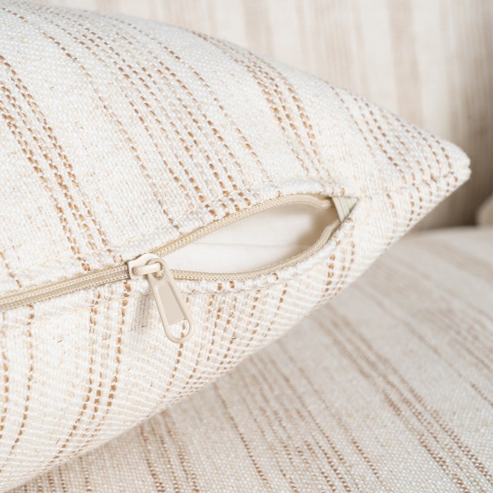 Sofá 2 plazas estampado a rayas crema de tela para salón – 178 x 101 x 71 cm - Imagen 8