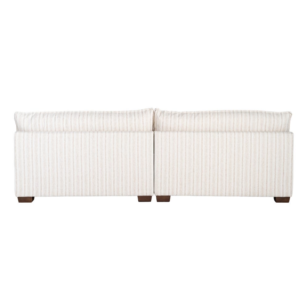 Sofá 4 plazas estampado a rayas crema de tela para salón – 282 x 101 x 71 cm - Imagen 3
