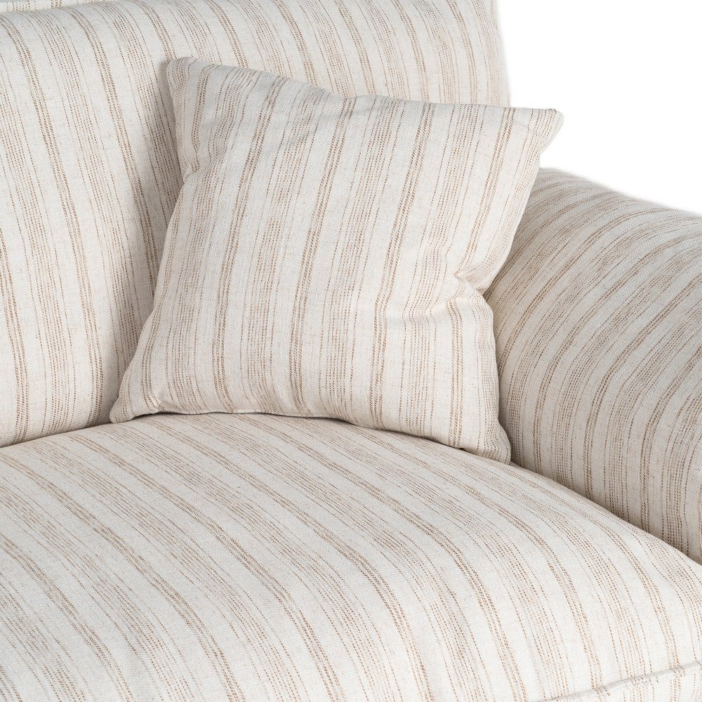 Sofá 4 plazas estampado a rayas crema de tela para salón – 282 x 101 x 71 cm - Imagen 7