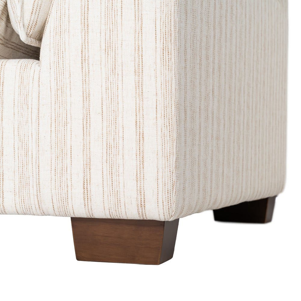 Sofá 4 plazas estampado a rayas crema de tela para salón – 282 x 101 x 71 cm - Imagen 9