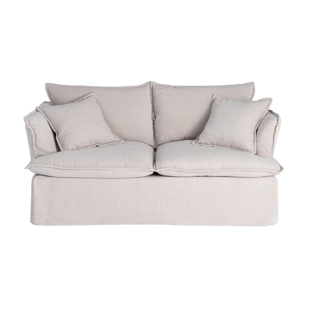 Sofá 2 plazas crema de tela para salón moderno – 181 x 103 x 72 cm - Imagen 2