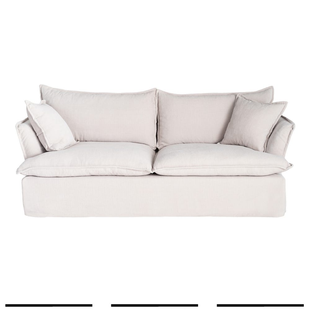 Sofá 3 plazas color crema de tela para salón moderno – 221 x 103 x 72 cm - Imagen 2