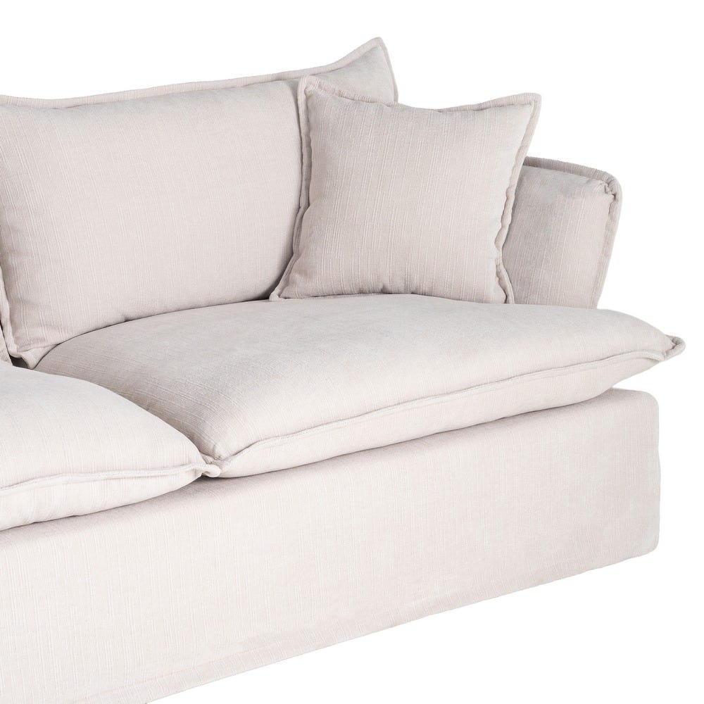 Sofá 3 plazas color crema de tela para salón moderno – 221 x 103 x 72 cm - Imagen 4