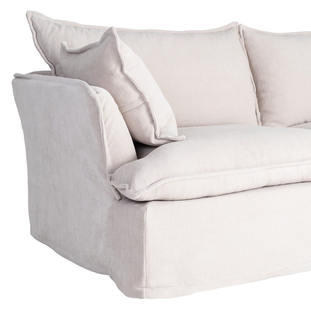 Sofá 3 plazas color crema de tela para salón moderno – 221 x 103 x 72 cm - Imagen 5