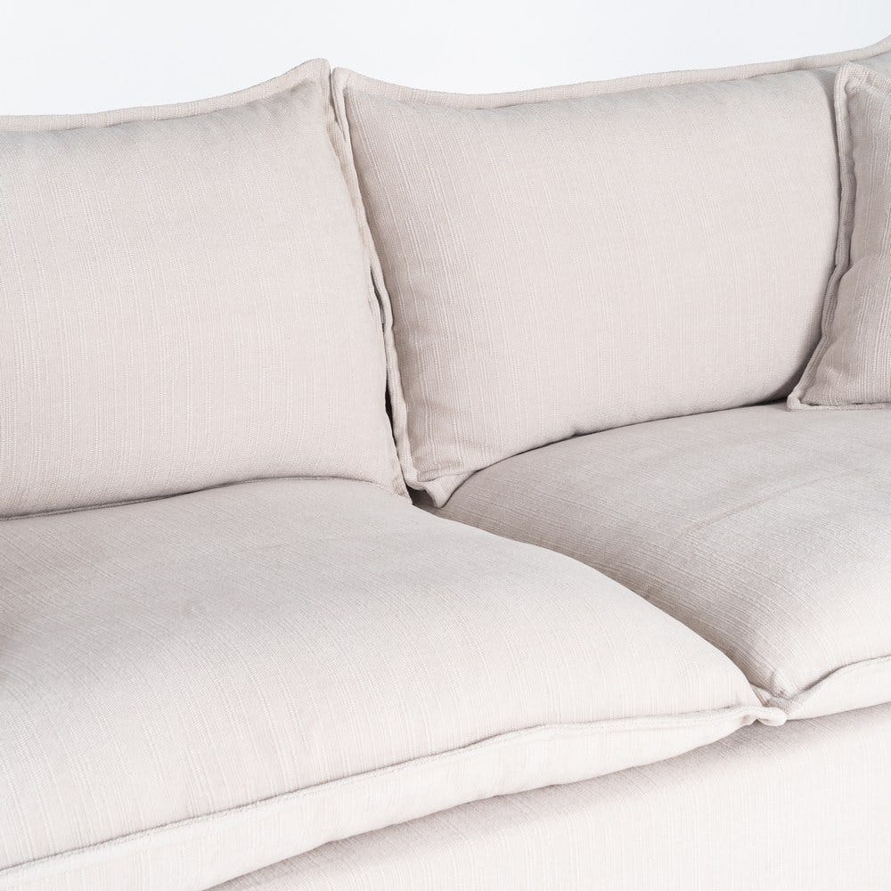 Sofá 3 plazas color crema de tela para salón moderno – 221 x 103 x 72 cm - Imagen 6