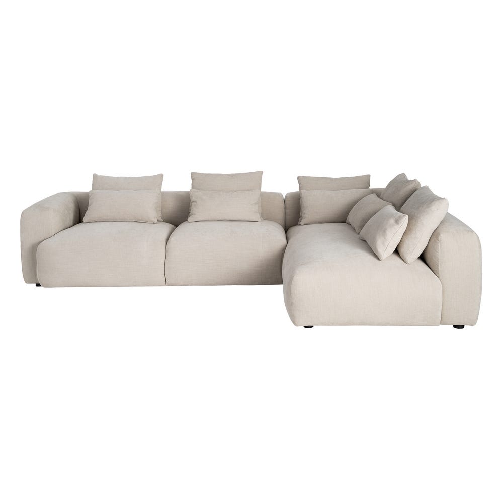 Sofá chaise longue derecha crema de tela para salón – 307 x 202 x 81 cm - Imagen 2