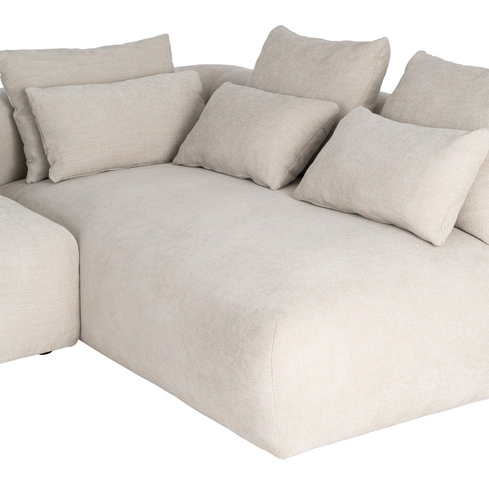 Sofá chaise longue derecha crema de tela para salón – 307 x 202 x 81 cm - Imagen 5