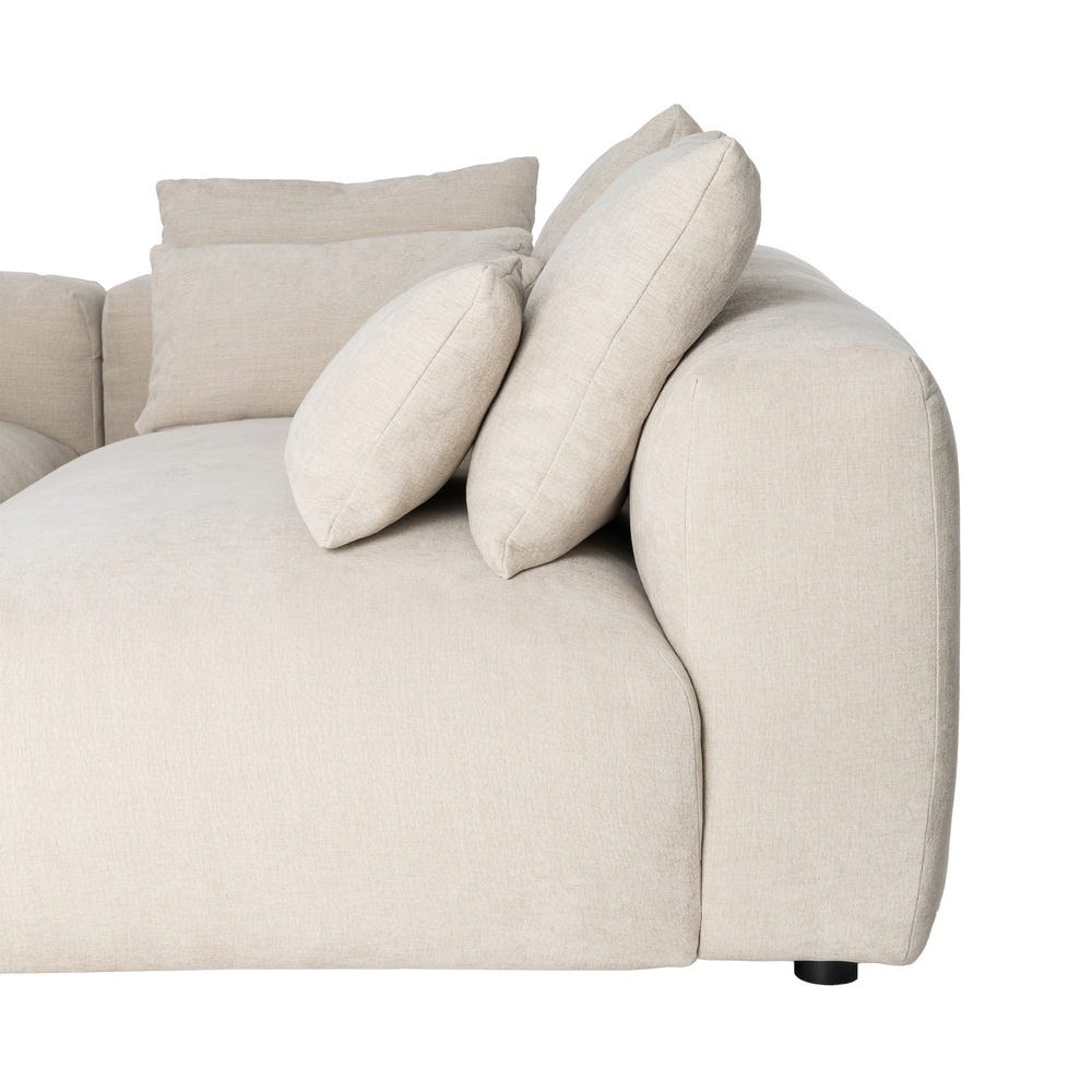 Sofá chaise longue derecha crema de tela para salón – 307 x 202 x 81 cm - Imagen 6