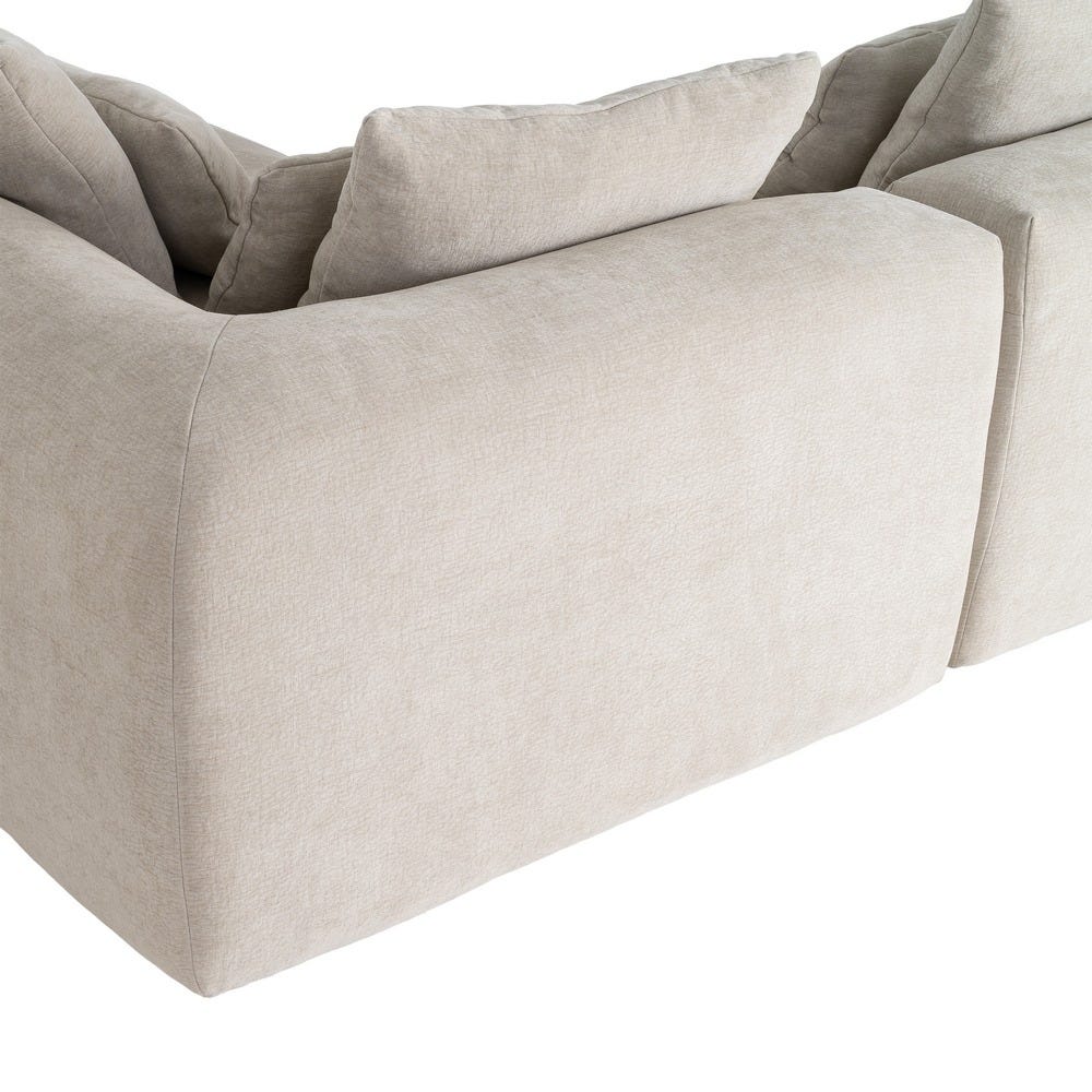 Sofá chaise longue derecha crema de tela para salón – 307 x 202 x 81 cm - Imagen 8