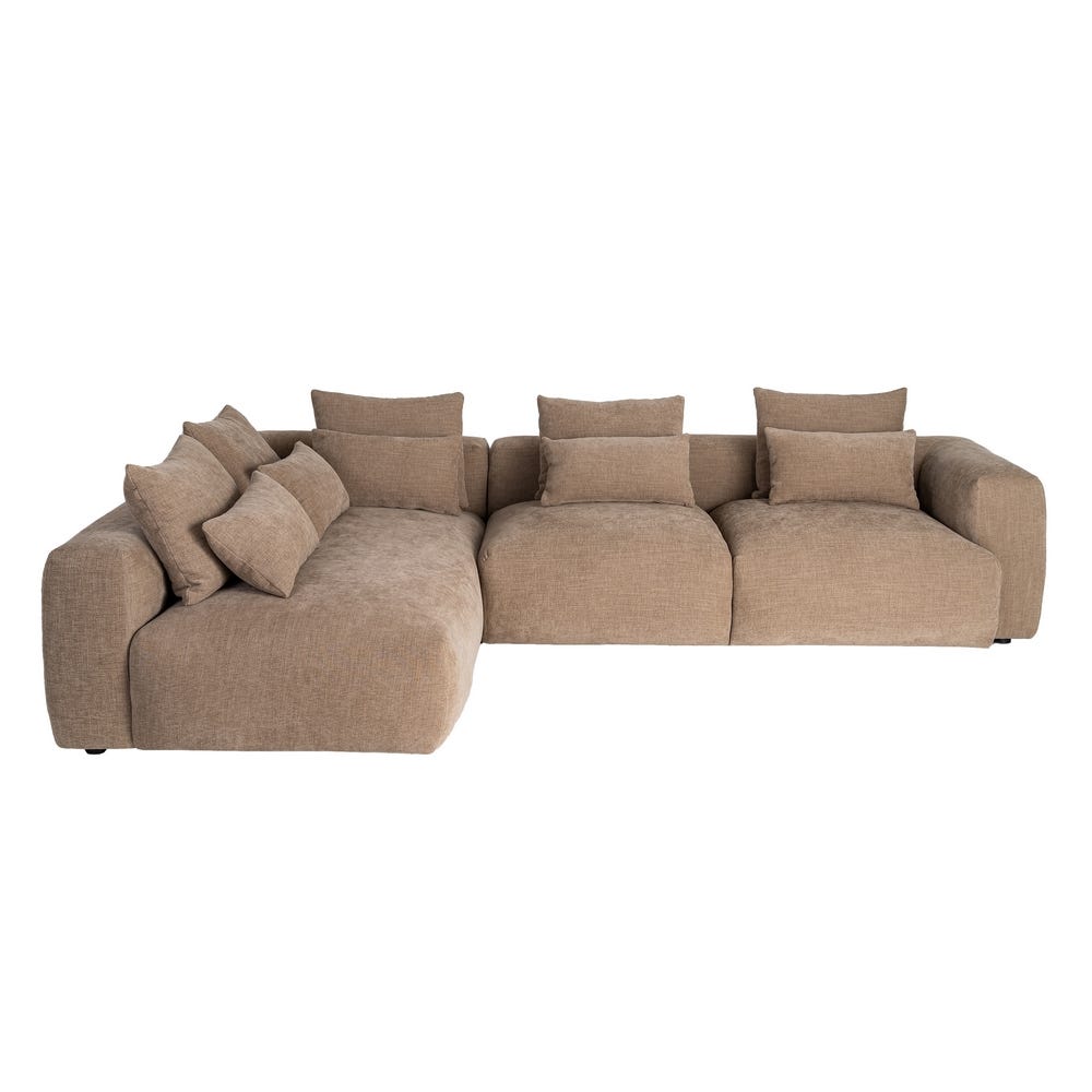 Sofá chaise longue izquierdo beige de tela para salón – 307 x 202 x 81 cm - Imagen 2