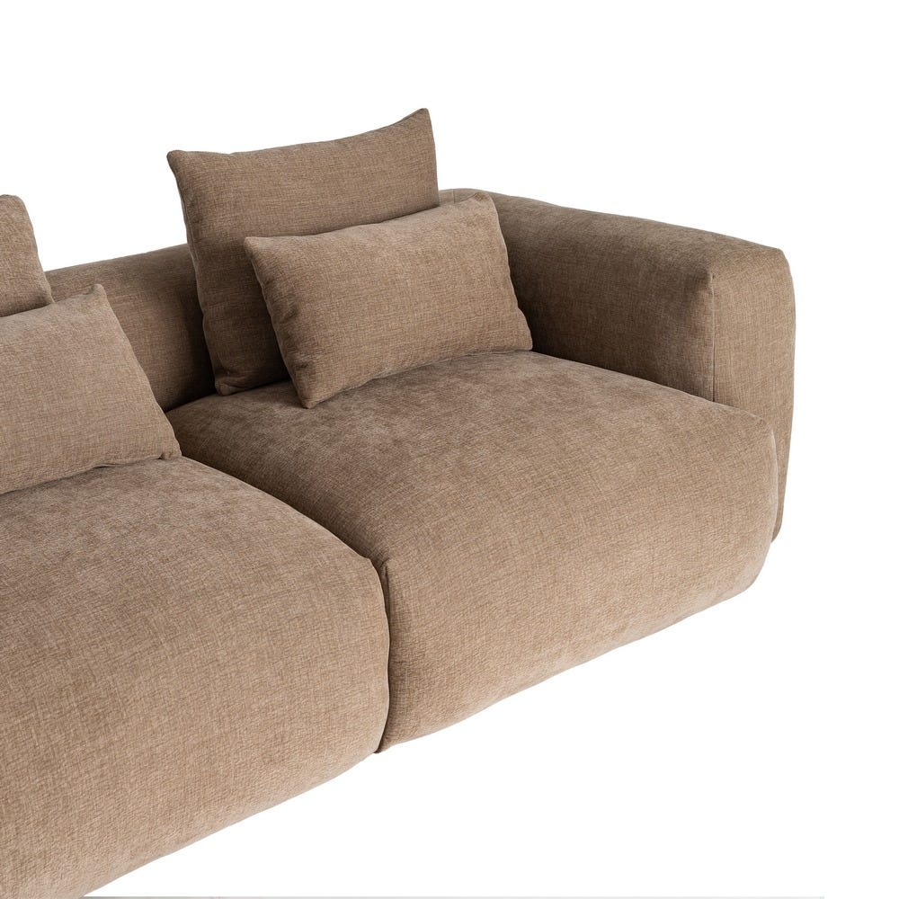 Sofá chaise longue izquierdo beige de tela para salón – 307 x 202 x 81 cm - Imagen 4