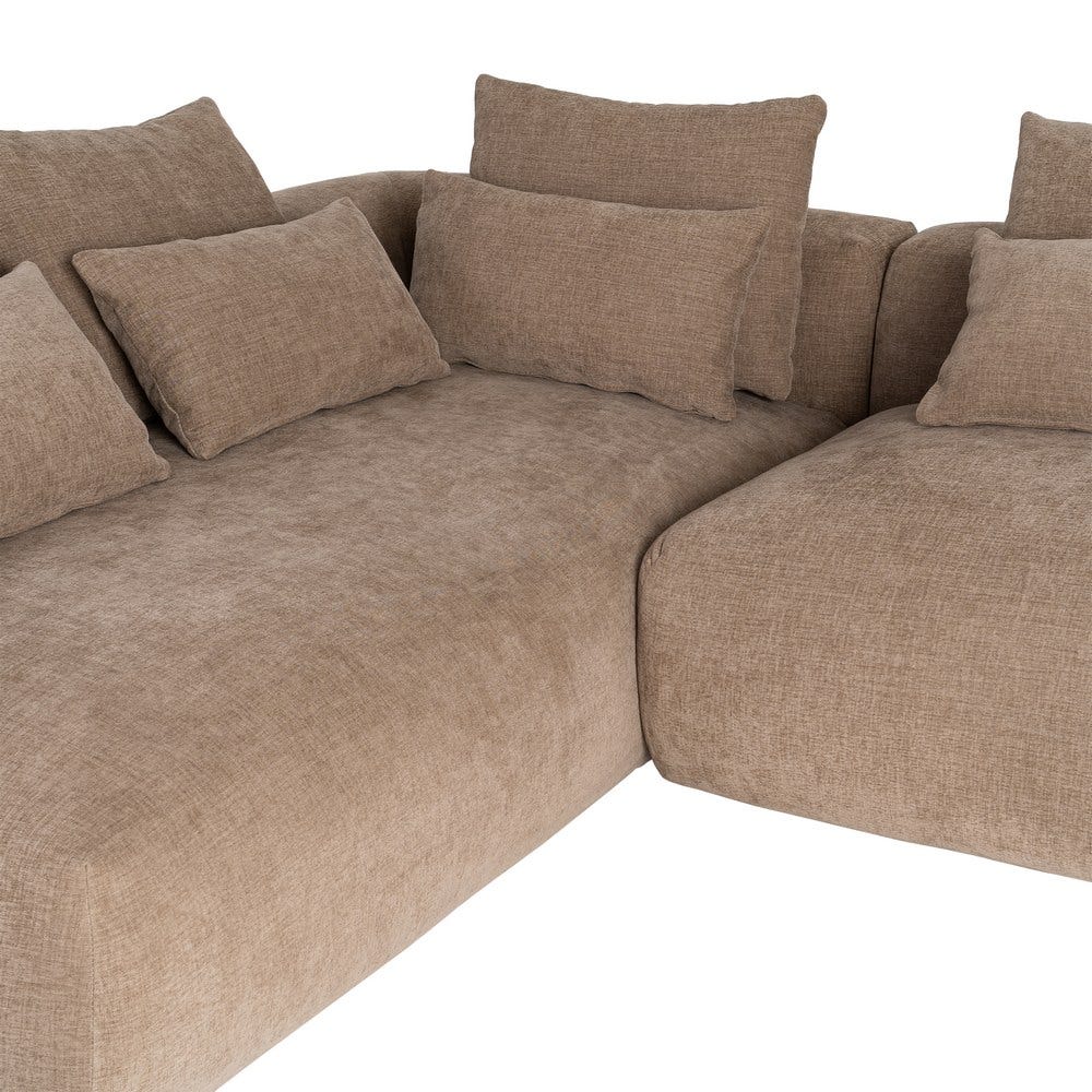 Sofá chaise longue izquierdo beige de tela para salón – 307 x 202 x 81 cm - Imagen 5