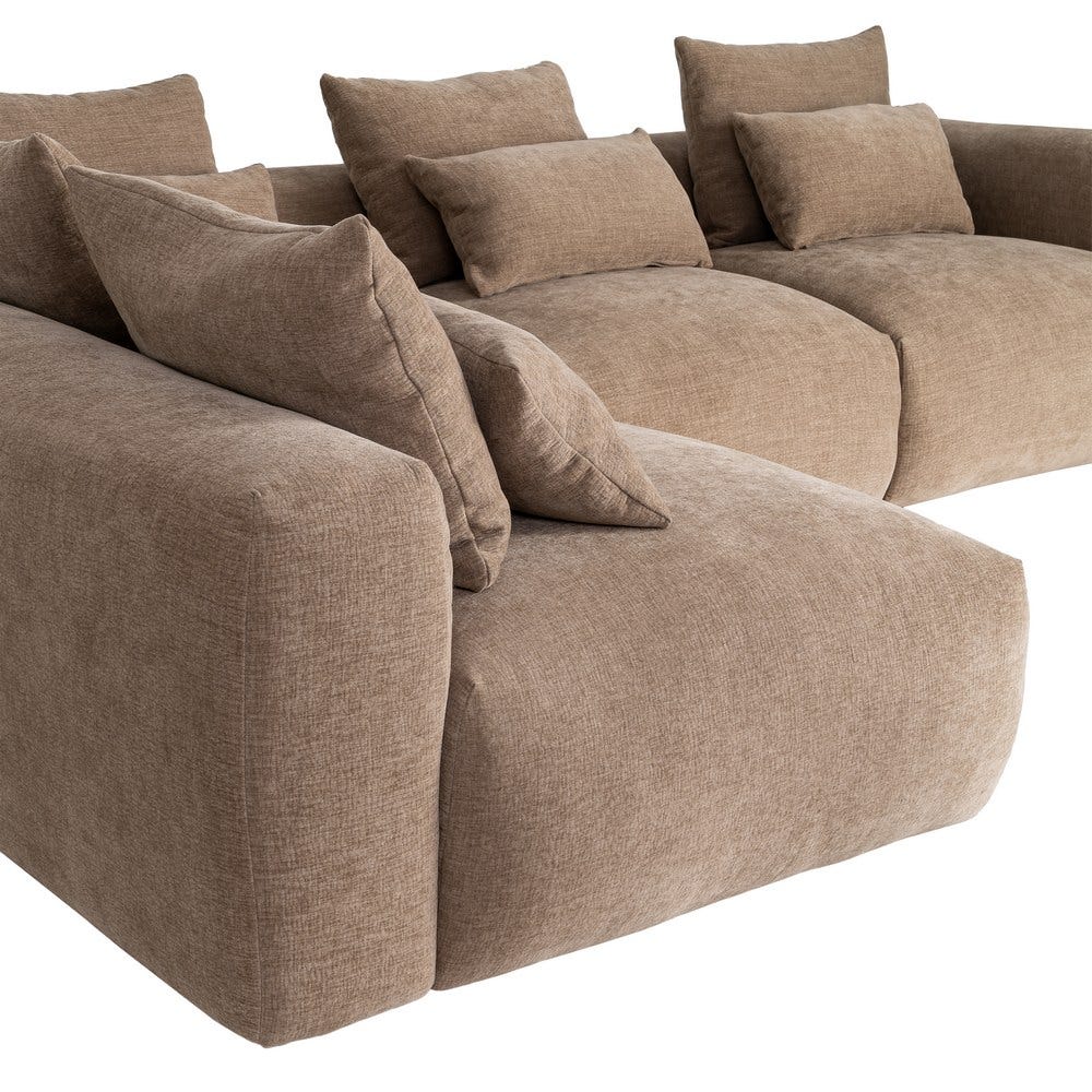 Sofá chaise longue izquierdo beige de tela para salón – 307 x 202 x 81 cm - Imagen 6