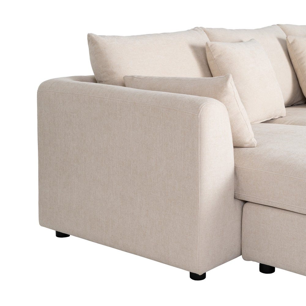 Sofá chaise longue crema de tela para salón (izquierda/derecha) – 260 x 164 x 76 cm - Imagen 5