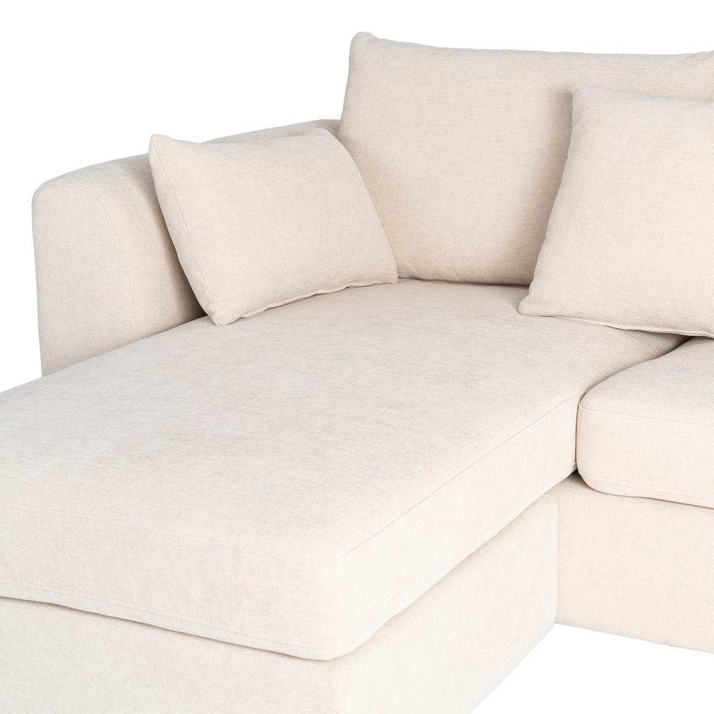 Sofá chaise longue crema de tela para salón (izquierda/derecha) – 260 x 164 x 76 cm - Imagen 8