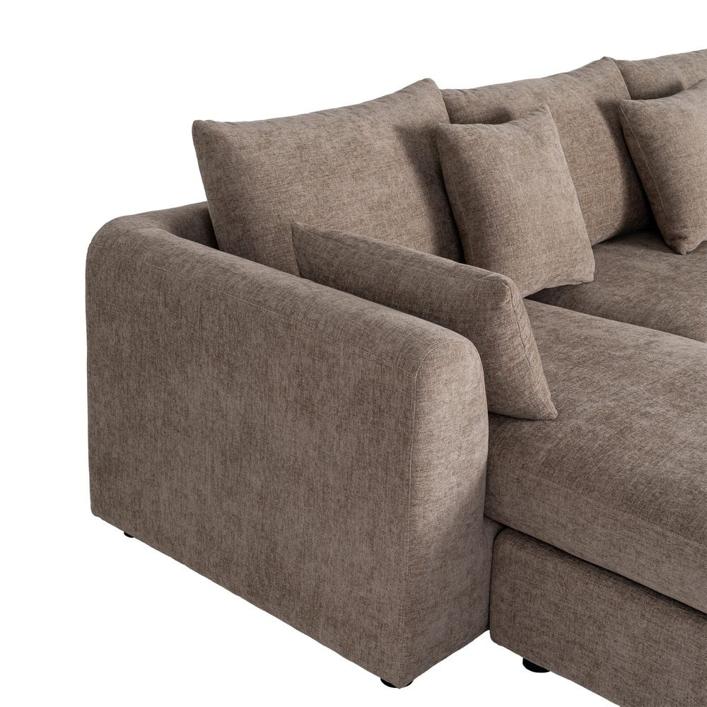 Sofá chaise longue reversible de tela para salón (izquierda/derecha) – 260 x 164 x 76 cm - Imagen 8