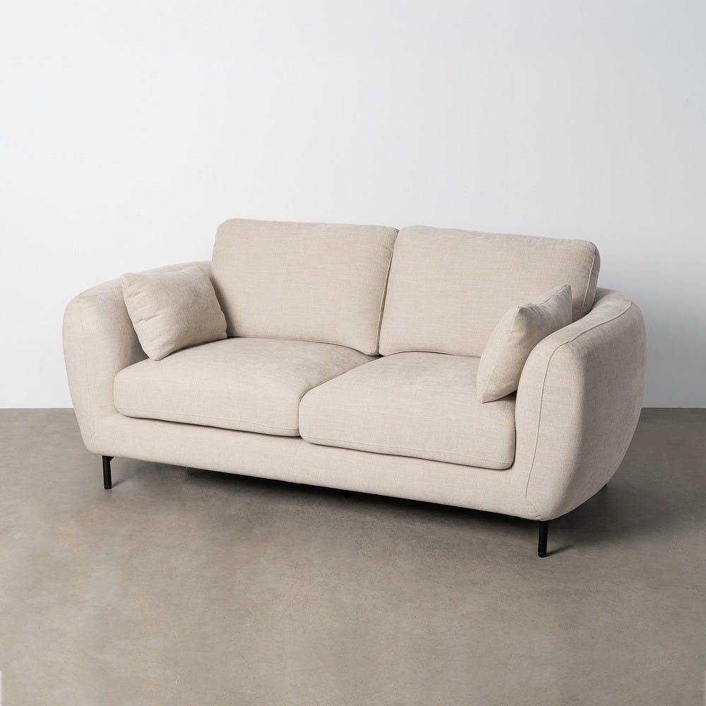 Sofá 2 plazas crema de tela con estructura metálica – 189 x 92 x 88 cm - Imagen 10
