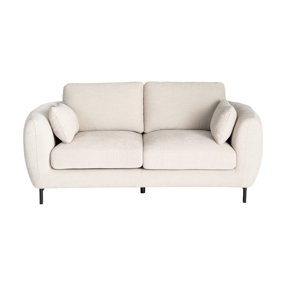 Sofá 2 plazas crema de tela con estructura metálica – 189 x 92 x 88 cm - Imagen 2
