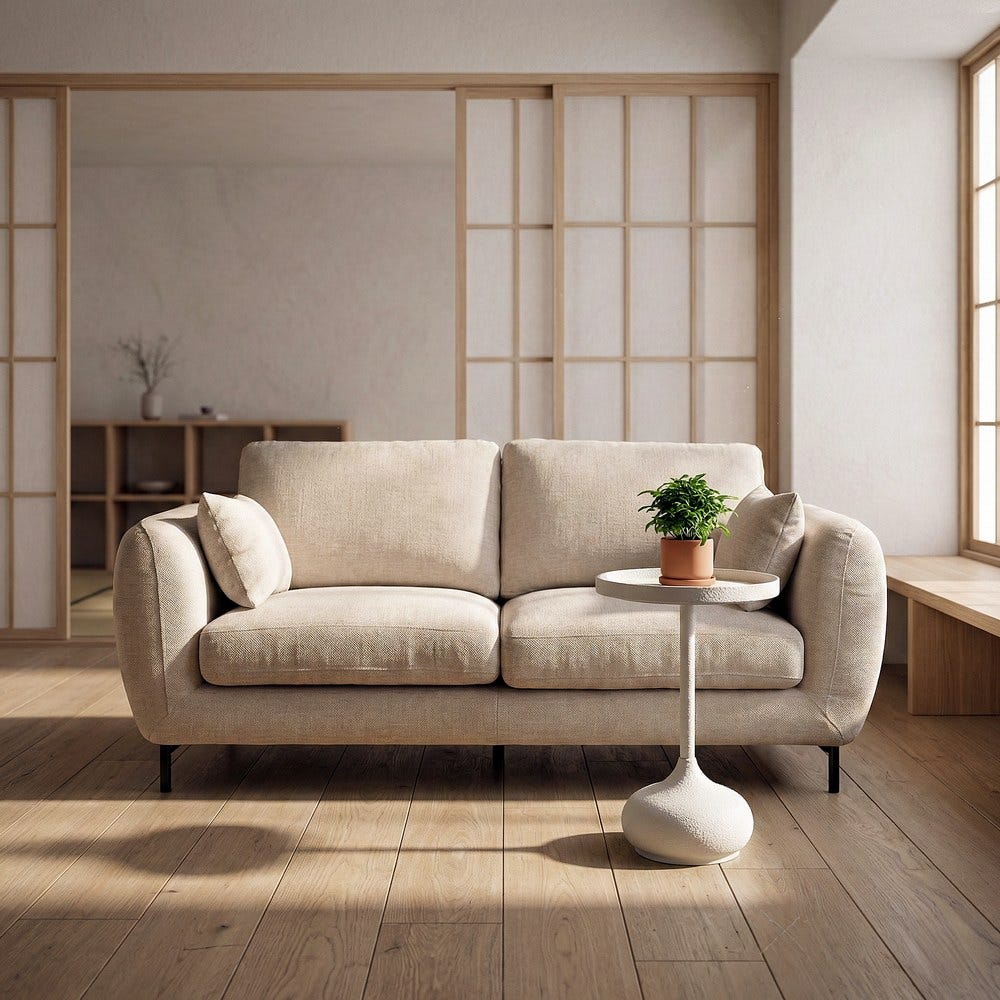 Sofá 2 plazas crema de tela con estructura metálica – 189 x 92 x 88 cm - Imagen 11