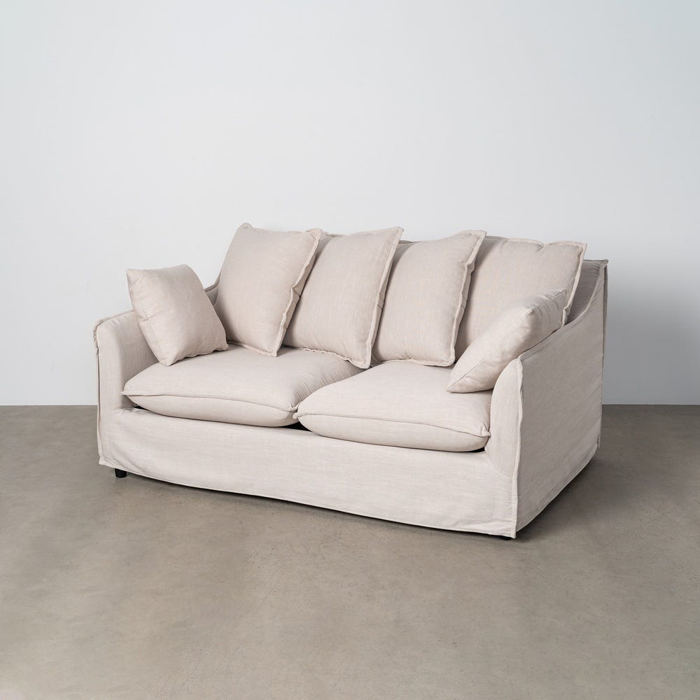 Sofá 2 plazas beige de tela para salón moderno – 158 x 102 x 77 cm - Imagen 9