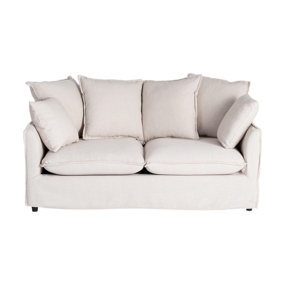 Sofá 2 plazas beige de tela para salón moderno – 158 x 102 x 77 cm - Imagen 2