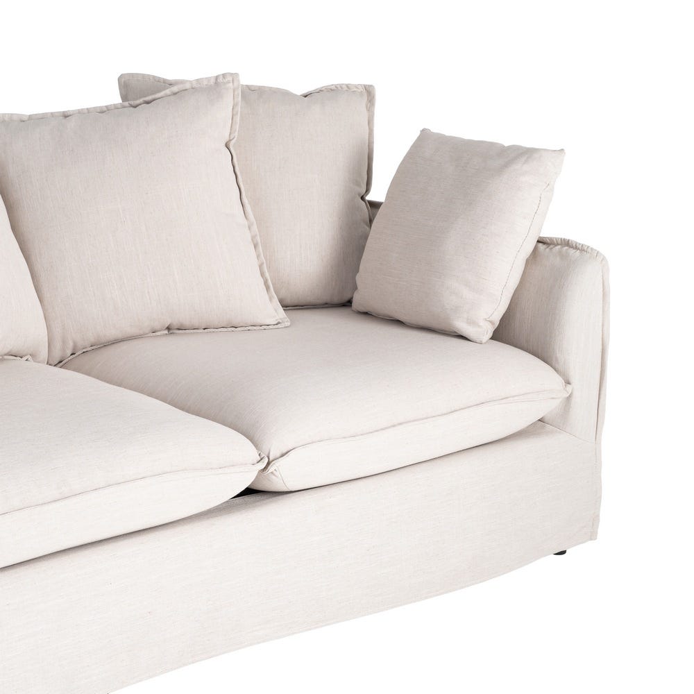 Sofá 2 plazas beige de tela para salón moderno – 158 x 102 x 77 cm - Imagen 4