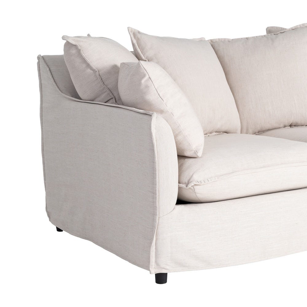 Sofá 2 plazas beige de tela para salón moderno – 158 x 102 x 77 cm - Imagen 5