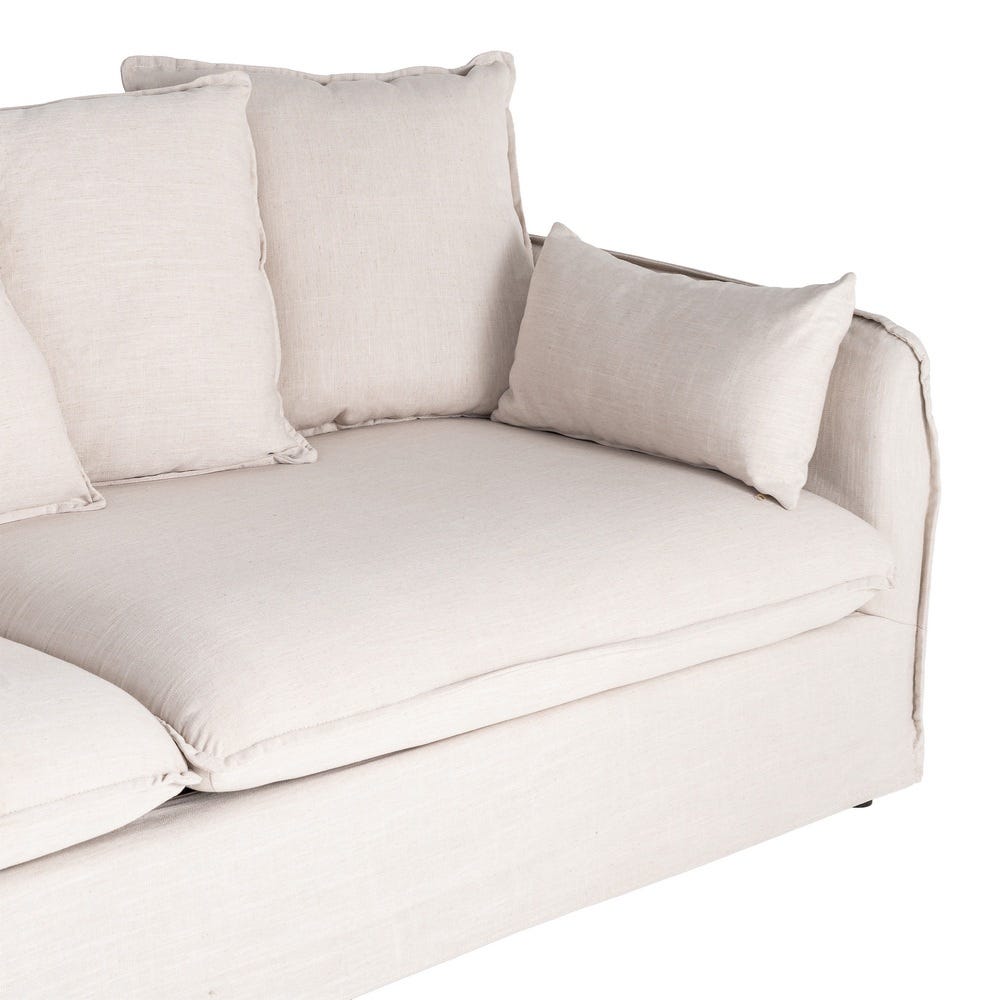 Sofá 3 plazas beige tapizado en tela para salón moderno – 212 x 104 x 76 cm - Imagen 4