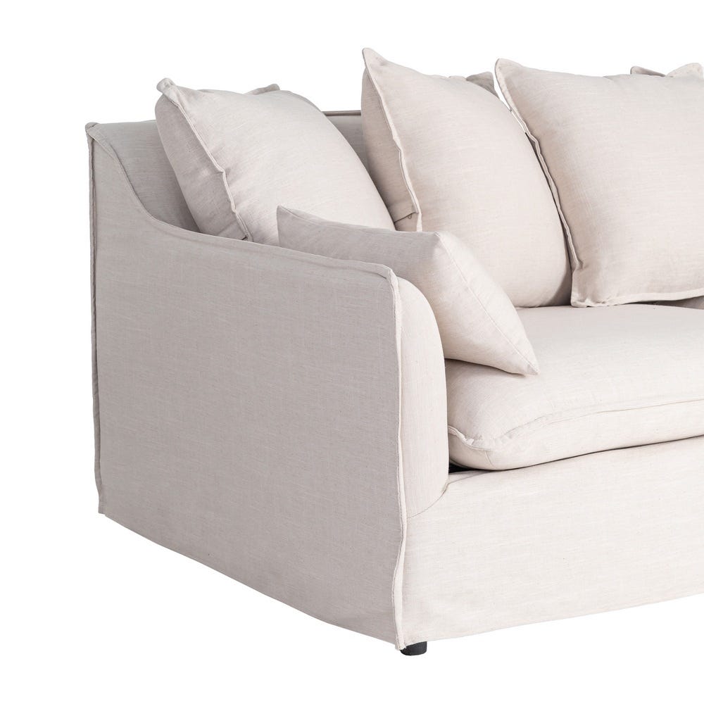Sofá 3 plazas beige tapizado en tela para salón moderno – 212 x 104 x 76 cm - Imagen 5