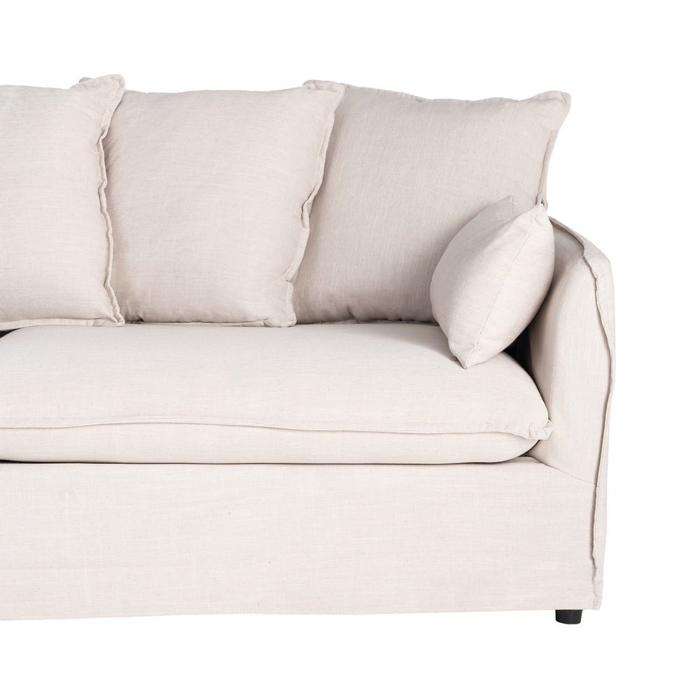 Sofá 3 plazas beige tapizado en tela para salón moderno – 212 x 104 x 76 cm - Imagen 6