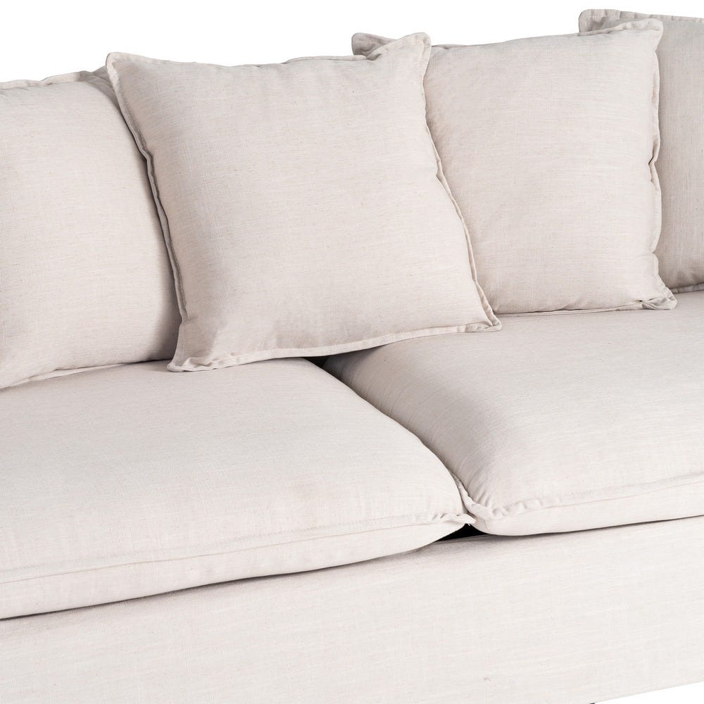 Sofá 3 plazas beige tapizado en tela para salón moderno – 212 x 104 x 76 cm - Imagen 7