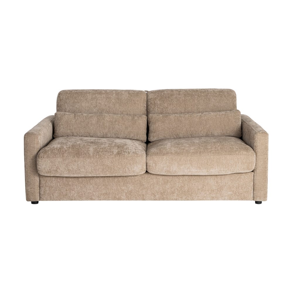 Sofá cama taupe tapizado en tela con estructura metálica – 194 x 104 x 88 cm - Imagen 2