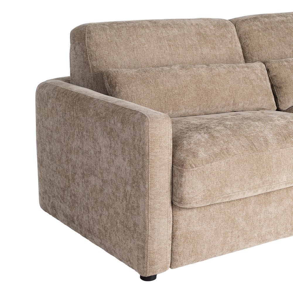 Sofá cama taupe tapizado en tela con estructura metálica – 194 x 104 x 88 cm - Imagen 5
