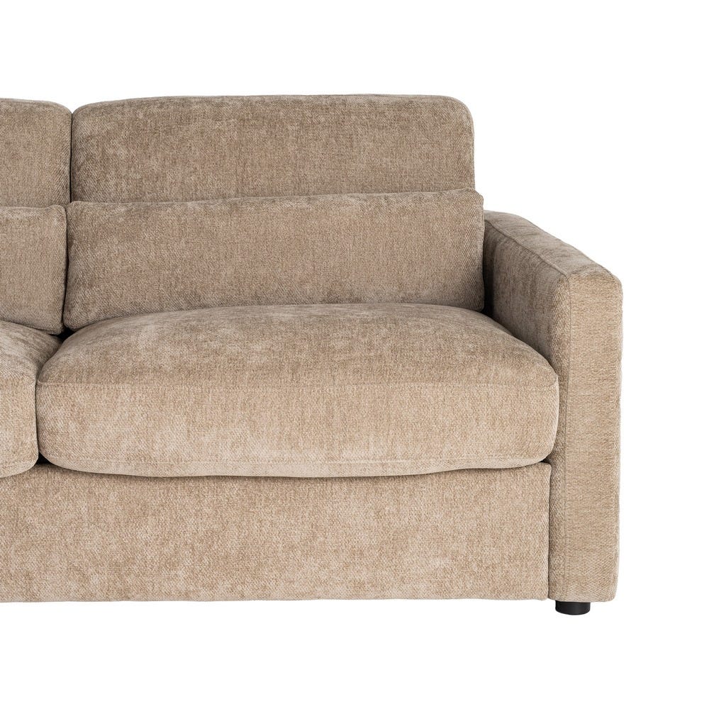 Sofá cama taupe tapizado en tela con estructura metálica – 194 x 104 x 88 cm - Imagen 6