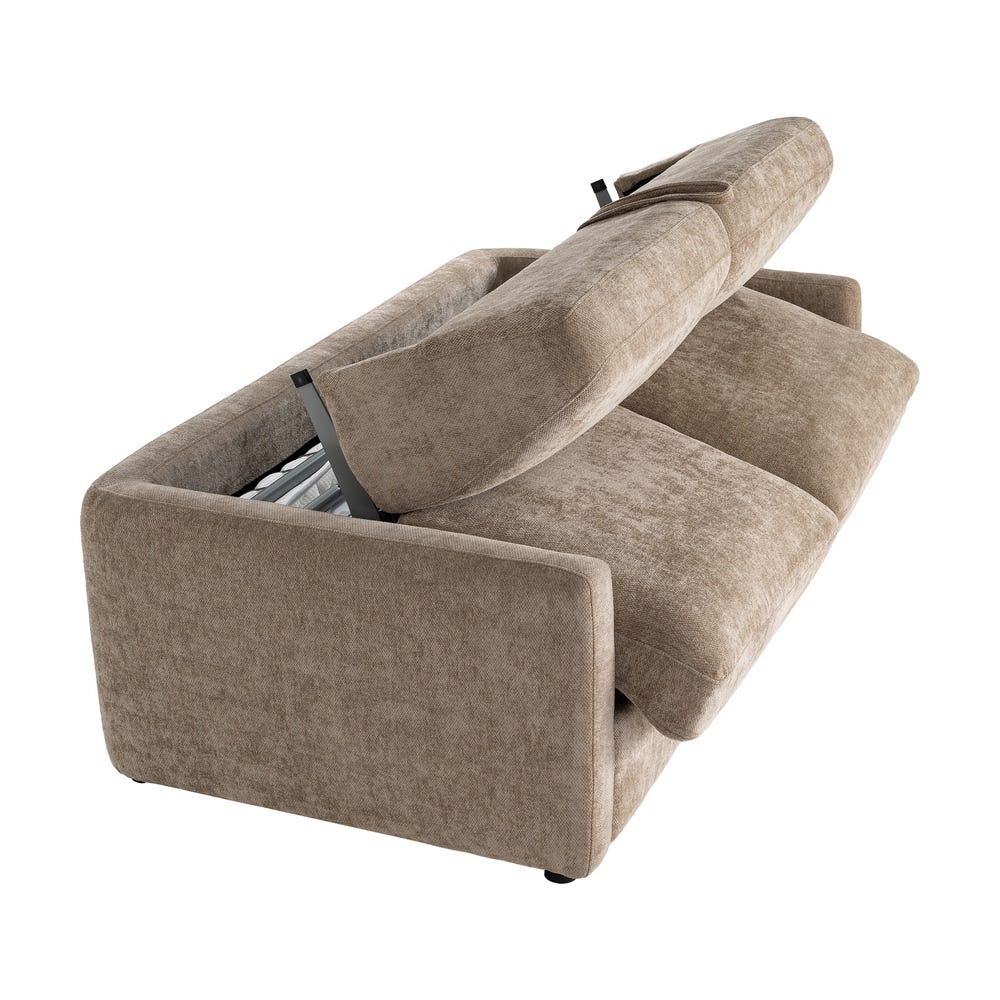 Sofá cama taupe tapizado en tela con estructura metálica – 194 x 104 x 88 cm - Imagen 8