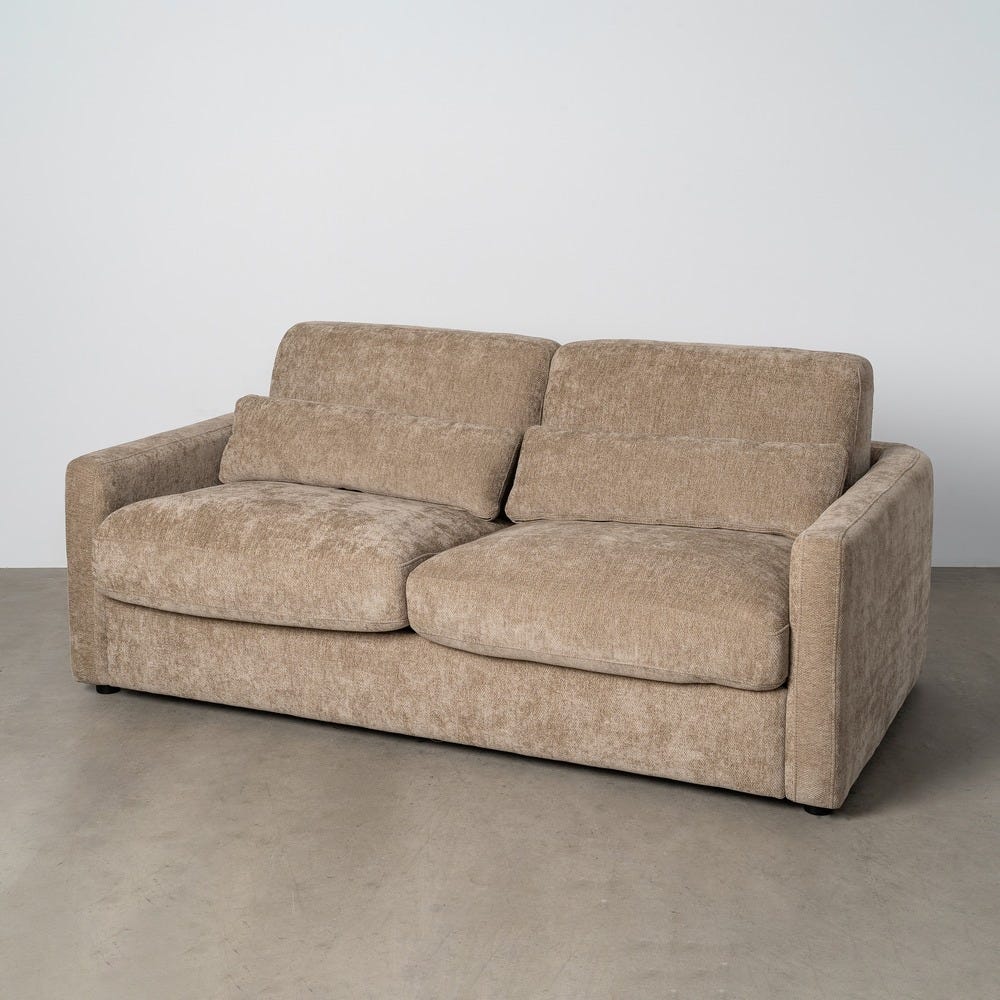 Sofá cama taupe tapizado en tela con estructura metálica – 194 x 104 x 88 cm - Imagen 14