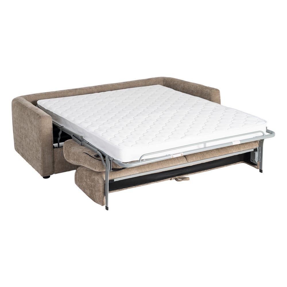 Sofá cama taupe tapizado en tela con estructura metálica – 194 x 104 x 88 cm - Imagen 11