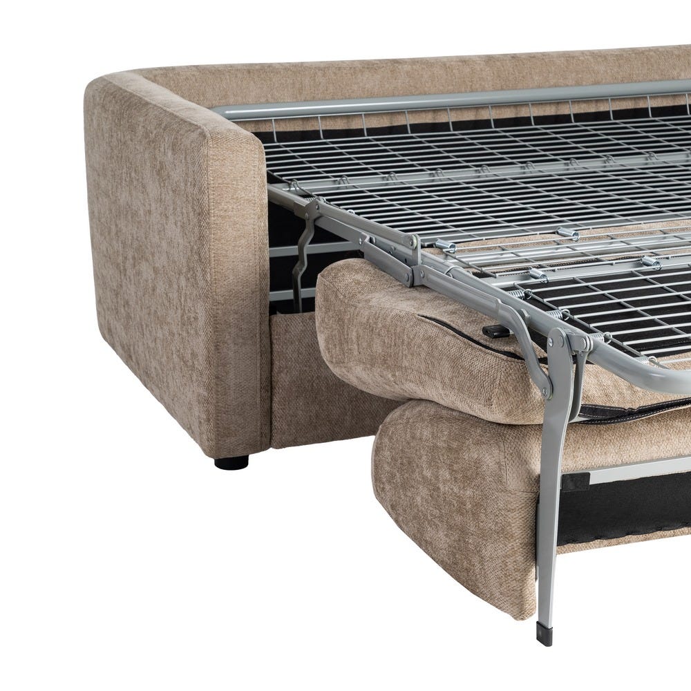 Sofá cama taupe tapizado en tela con estructura metálica – 194 x 104 x 88 cm - Imagen 12