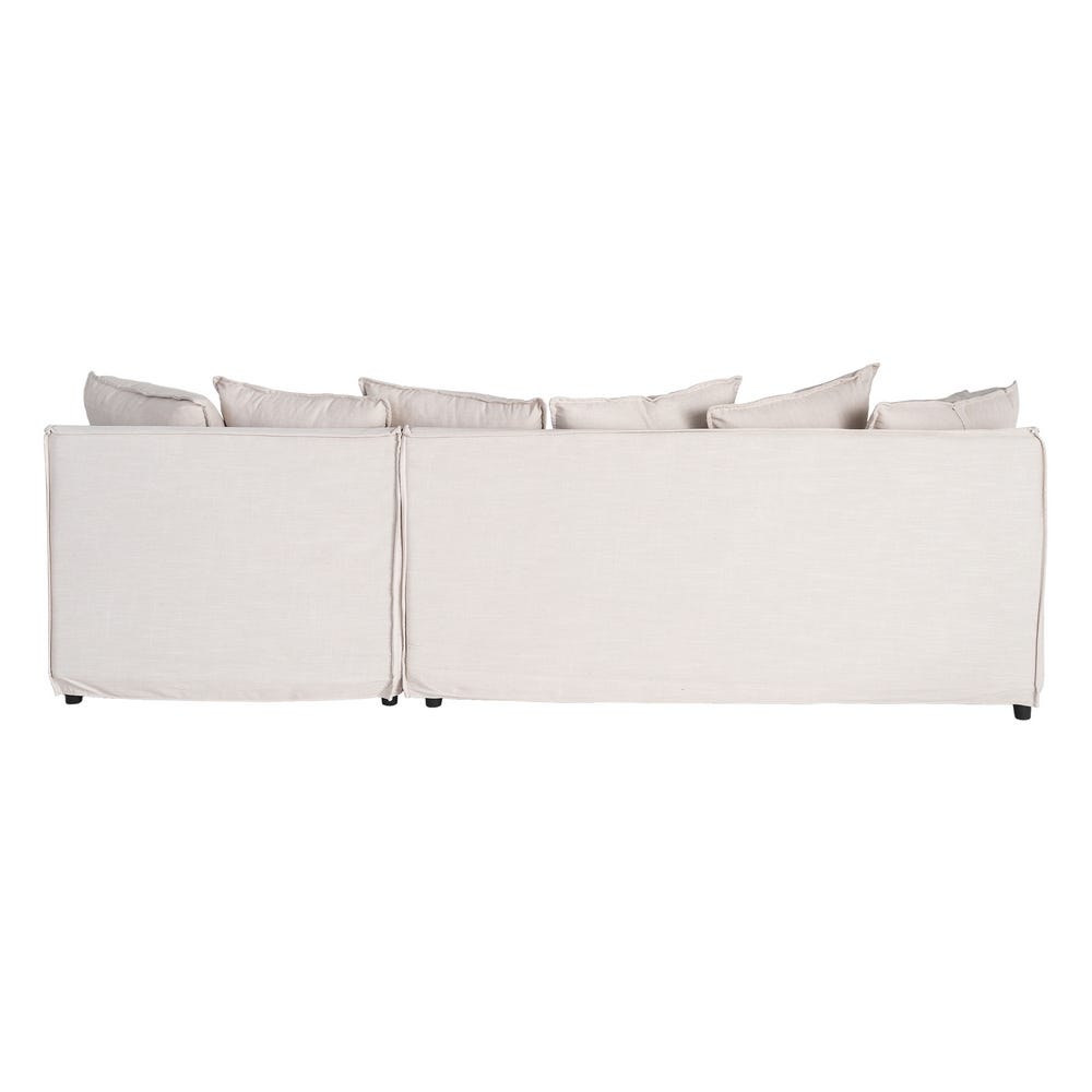 Sofá chaise longue beige de tela para salón moderno – 252 x 158 x 84 cm - Imagen 3