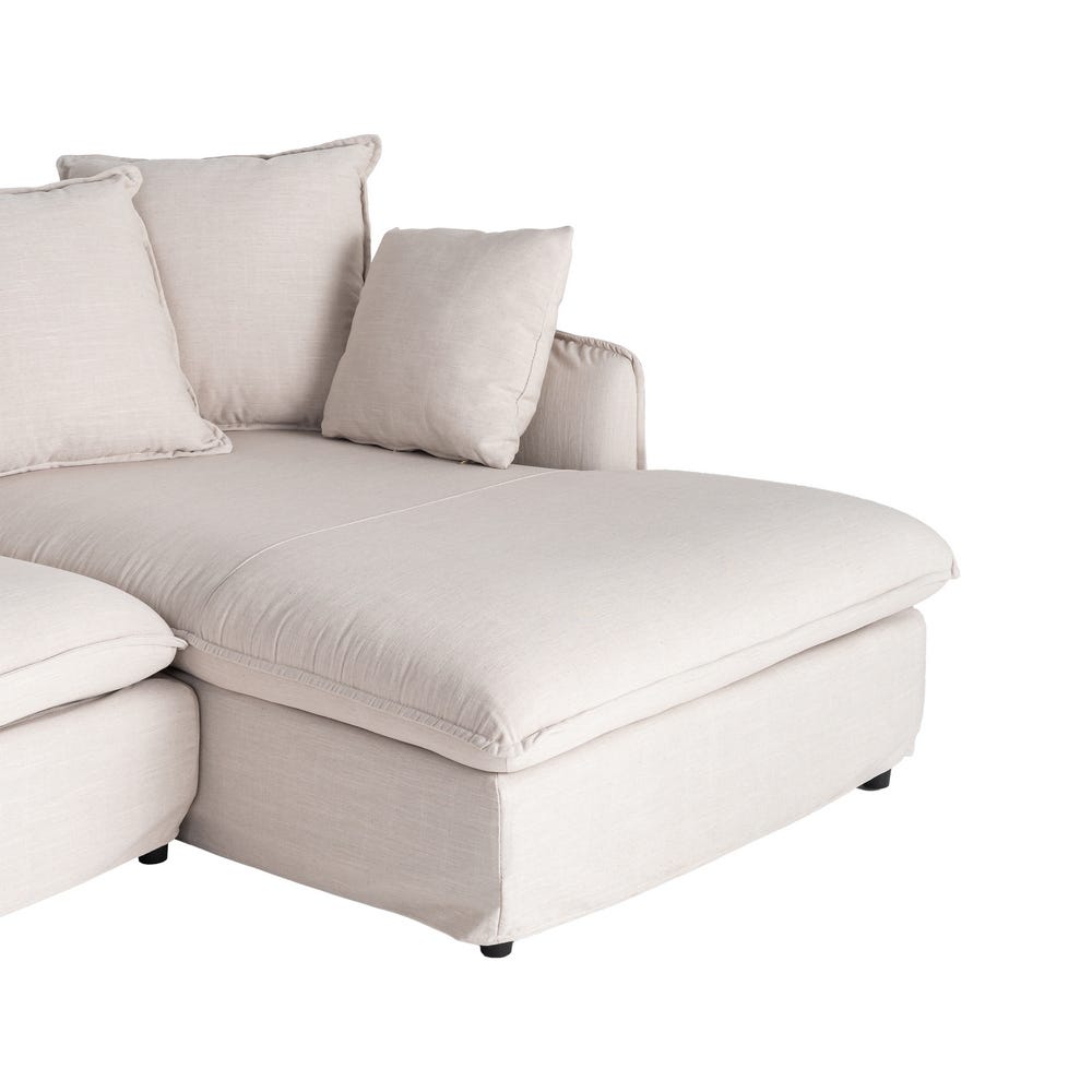 Sofá chaise longue beige de tela para salón moderno – 252 x 158 x 84 cm - Imagen 4