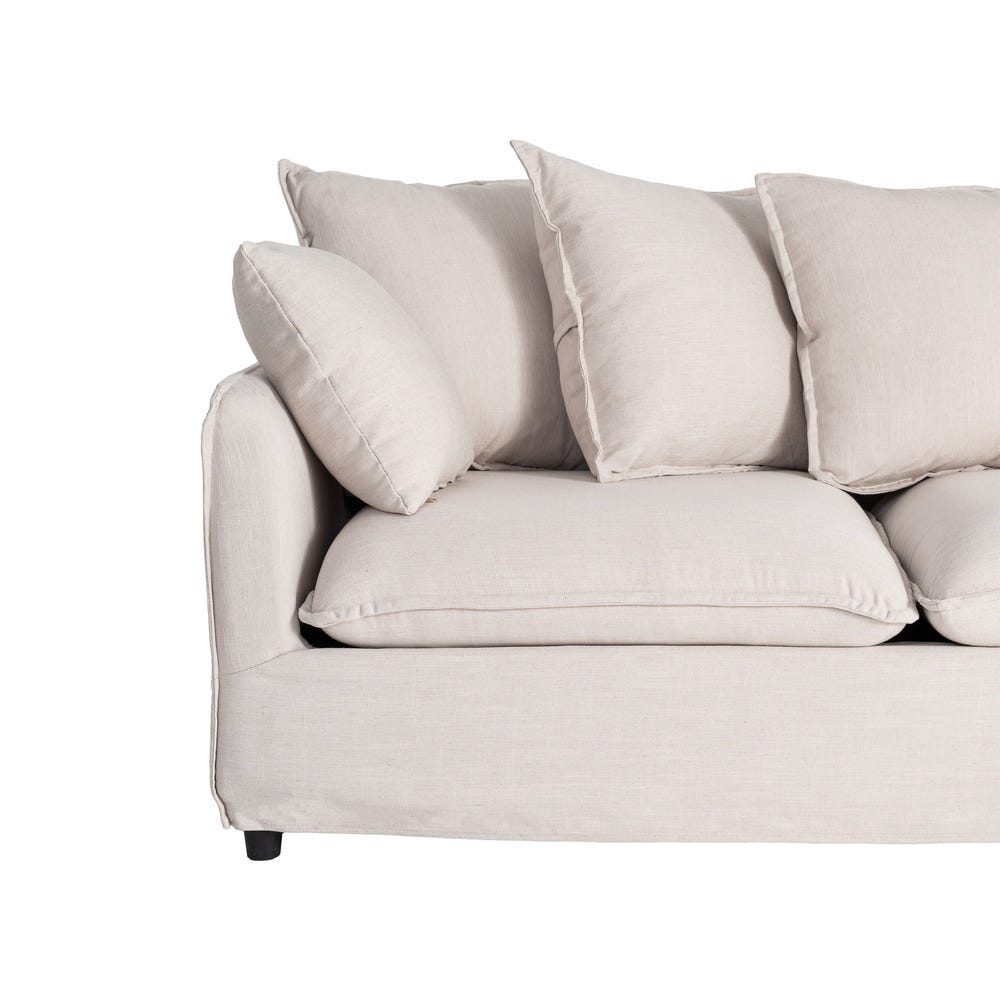 Sofá chaise longue beige de tela para salón moderno – 252 x 158 x 84 cm - Imagen 5