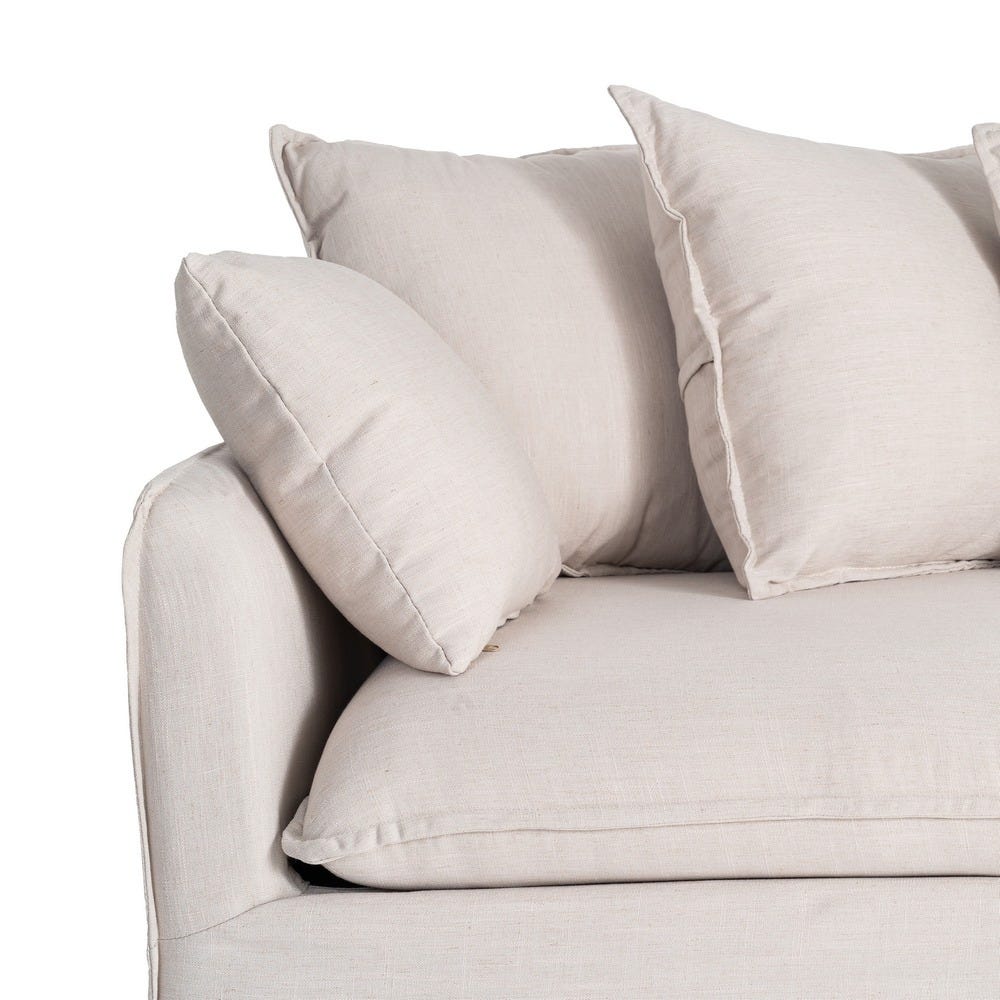 Sofá chaise longue beige de tela para salón moderno – 252 x 158 x 84 cm - Imagen 7