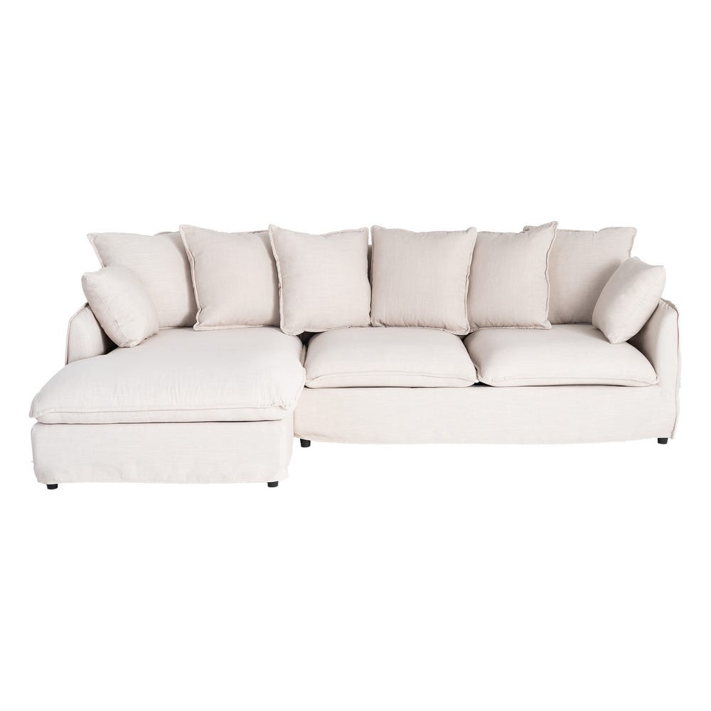 Sofá chaise longue beige de tela para salón moderno – 254 x 158 x 84 cm - Imagen 2